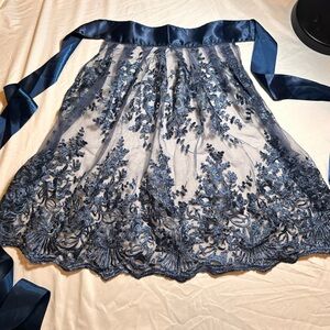 ElegantRoyal Blue Long Half Apron Women Lace Apron Octoberfest Dirndl Apron Only